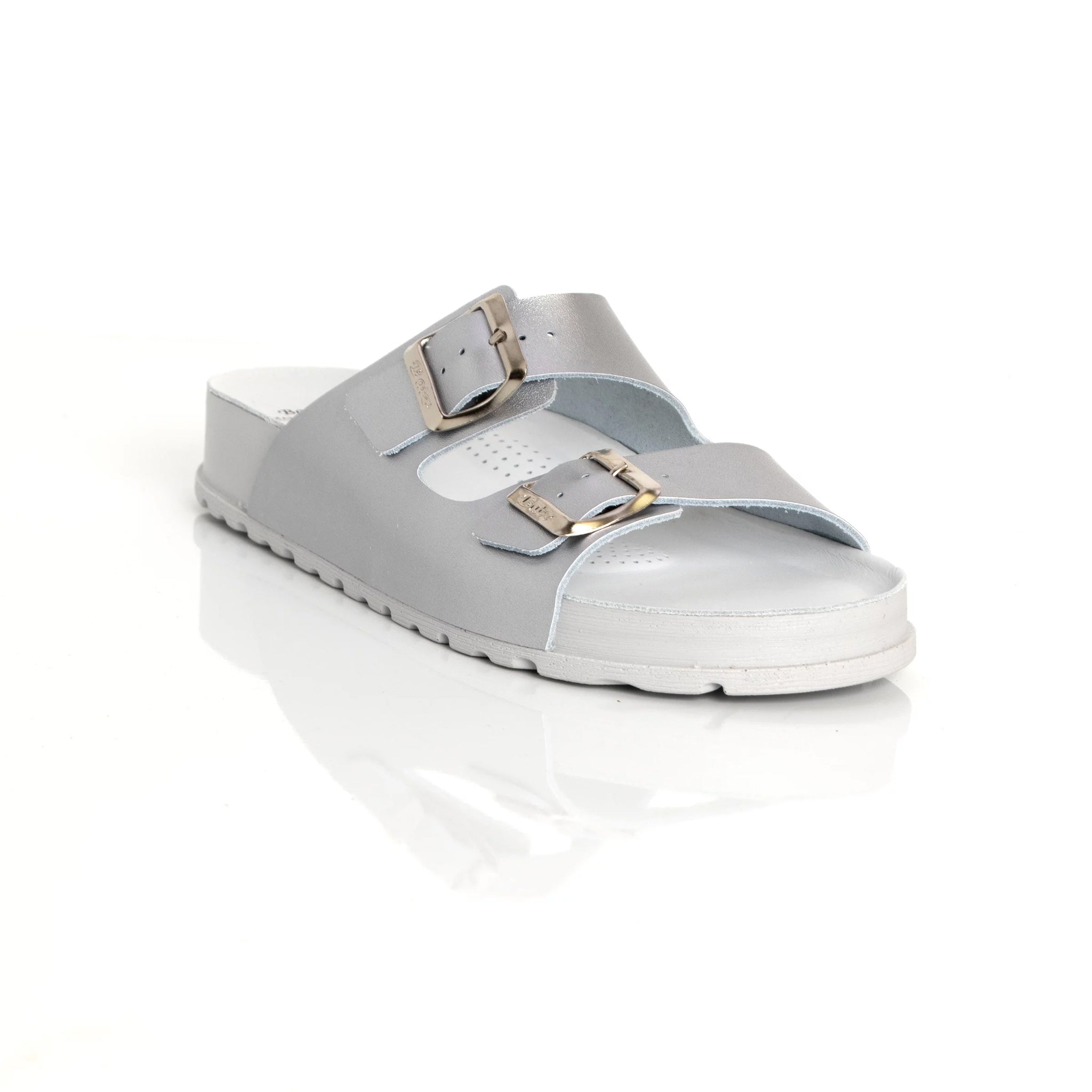 Batz ZAMIRA Leather Sandal Clogs for Women Silver BatzShopUK