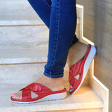 Batz XENIA Leather Sandal Clogs for Women - red